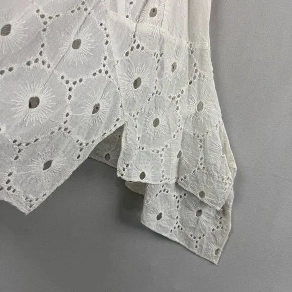 Platinum Tunic Top Womens Small Medium White Eyelet Embroidery Lagenlook NEW - Picture 4 of 12